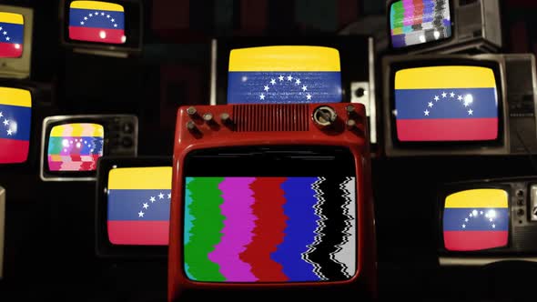 Flag of Venezuela and Retro TVs.