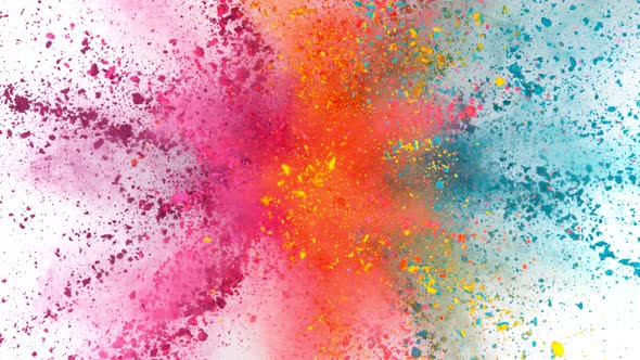 Super Slow Motion Shot of Color Powder Explosion Isolated on White Background at 1000Fps