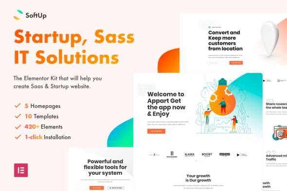 SoftUp - Saas & Startup Elementor Template Kit