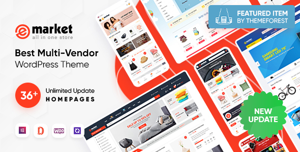 eMarket - All-in-One Multi Vendor MarketPlace Elementor WordPress Theme (36 Indexes, Mobile Layouts)