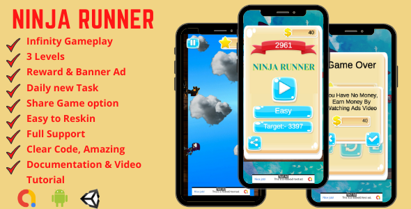 Ninja Runner - Endless Android Game Template + Admob