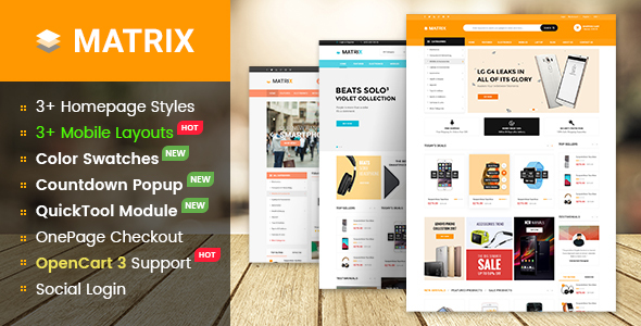 Matrix – Multipurpose eCommerce Marketplace OpenCart 3 Theme With Mobile-Specific Layouts