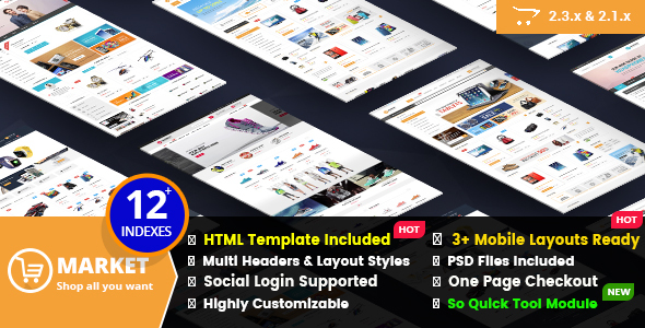 Market - Premium Responsive OpenCart Theme with Mobile-Specific Layout (12 HomePages)