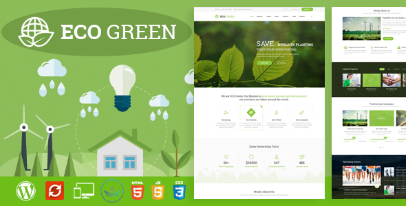 Eco Green - WordPress Theme for  Environment and Renewable Energy Company