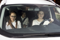 Portrait through windscreen of mother and daughters riding in car - PhotoDune Item for Sale