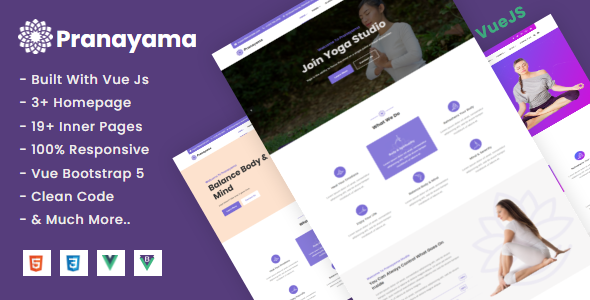 Pranayama - Vue JS Yoga Studio and Meditation Template