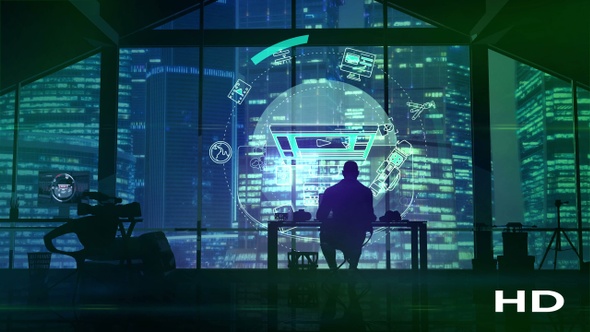 Videographer in the studio and virtual projection HD alt