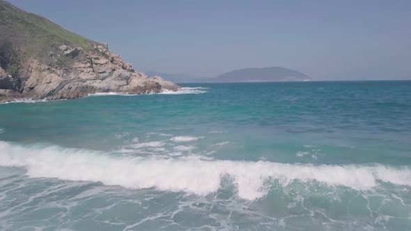 Environmental issues shown by beach covered in plastic and rubbish causing climate change in Hong Ko