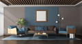 Blue and brown modern living room - PhotoDune Item for Sale