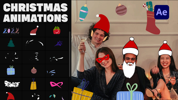 Christmas Mask And Sticker Animations for After Effects