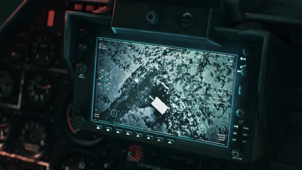 Modern Military Rocket Weapon Focuses On A Tank Vehicle Via Control Panel alt