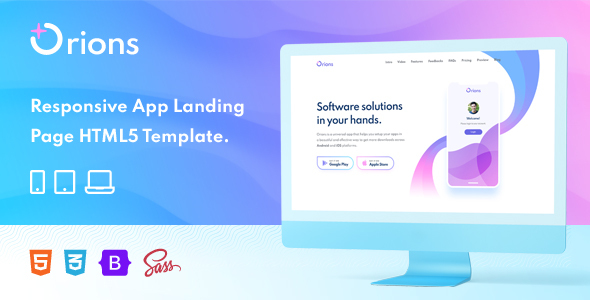 Orions – Responsive App Landing Page HTML Template