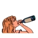 a Woman Drinks Wine From the Throat of a Bottle - GraphicRiver Item for Sale