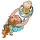 Smiling Female Waiter with a Beer Mug Oktoberfest - GraphicRiver Item for Sale