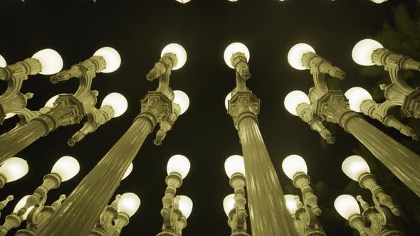 Urban Light in Los Angeles, at night