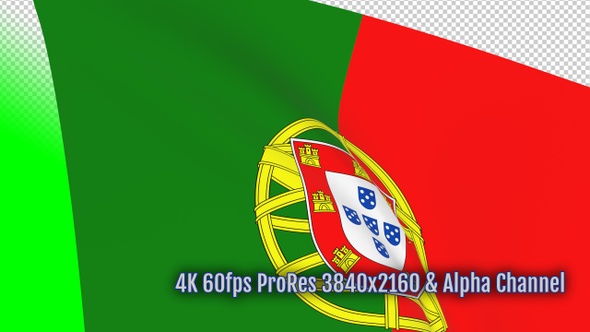 Portugal waving flag transition with alpha channel