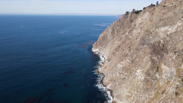 Aerial of the rugged coastline in California