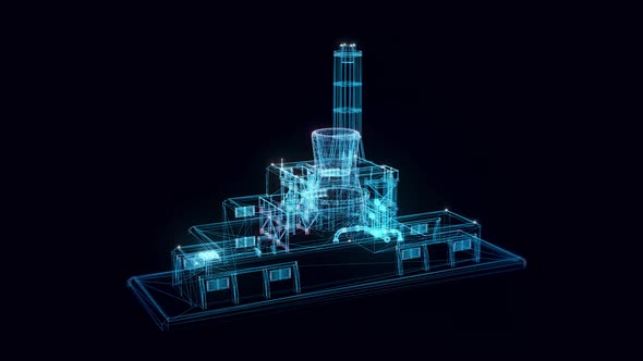 Nuclear Station Hologram Rotating 4k alt