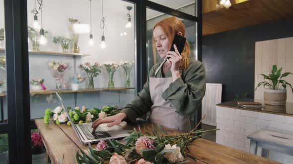 Florist Talking On Phone At Work