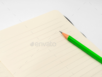 Blank page of lined notebook with pencil