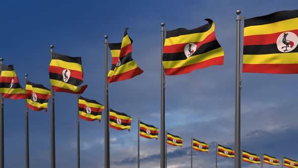 The Uganda Flags Waving In The Wind  2K