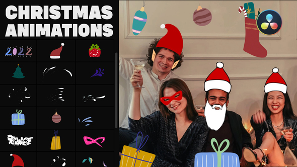 Christmas Mask And Sticker Animations for DaVinci Resolve