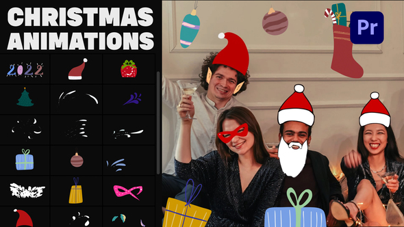 Christmas Mask And Sticker Animations for Premiere Pro