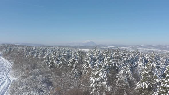 Landscape with mountain Rtanj by winter 4K aerial video