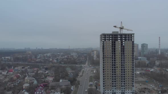 Dusk Construction Of An Apartment Building