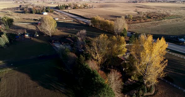 Drone shot 4K Highway 14 Mulberry street Fort Colins Colorado fall 2021.