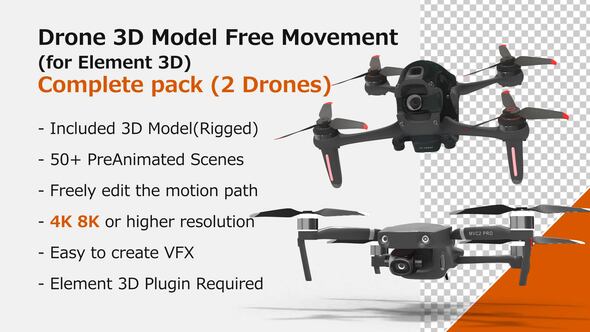 Drone 3D Model Free Movement    Complete Pack