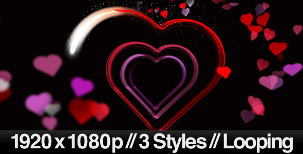Valentine's Day Hearts Animating - 3 Looped Styles