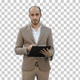 Businessman holding clipboard and presenting, Alpha Channel - VideoHive Item for Sale