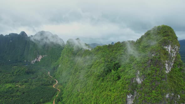 Drone fly over beautiful mountains (Heaven's Gate of Chumphon)