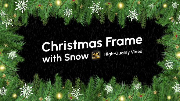 Green Christmas Frame with Snow 4K