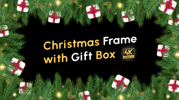 Full Christmas Frame With Gift Box 4K