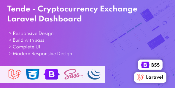 Tende - Cryptocurrency Exchange Laravel Dashboard