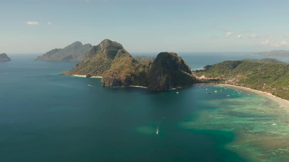 Las Cabanas Beach at El Nido At, Philippines alt
