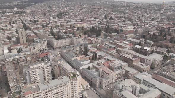 Tbilisi, Georgia - May 5 2021: Aerial view of Aghmashenebeli avenue