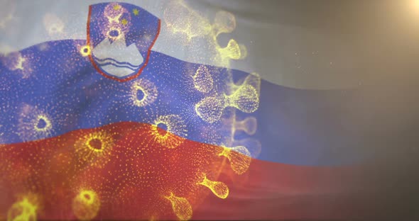 Slovenia Flag With Corona Virus Bacteria alt