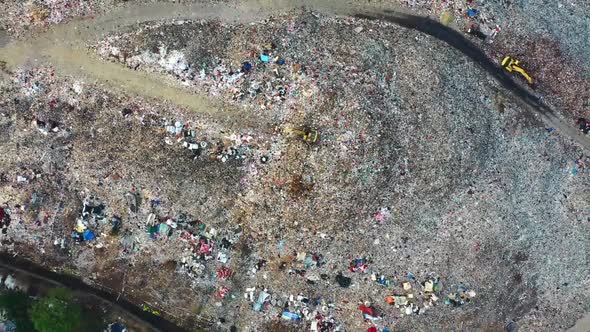 Ecology problem. Aerial view of A Huge Waste, garbage, City Dump, rubbish landfill