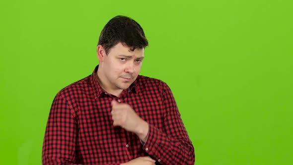 Gambler Is Nervous and Worried Because of the Games. Green Screen