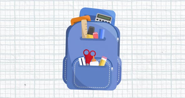 School bag with a blue grid on a white background alt