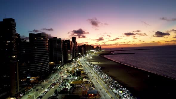 Travel destination. Sunset at downtown Fortaleza Ceara Brazil.