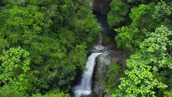 Impressive view of one of the waterfalls of the Saltos de Jima in Bonao, Dominican Republic