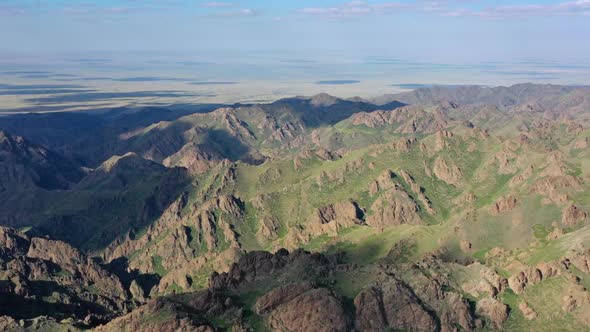 Aerial View of Mountains in Yol Valley Mongolia