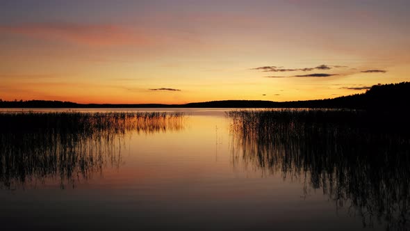 Beautiful Sunset Sky Over the Lake