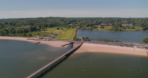 Flying Away From a Beach Near a Golf Course in Glen Cove Long Island