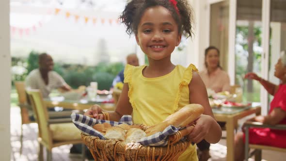 Portrait of an African American girl spending time in garden,