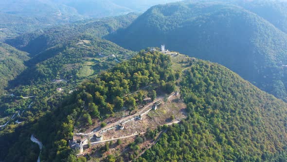 Aerial Of Anakopia Fortress And Iverskaya Mountain Abkhazia